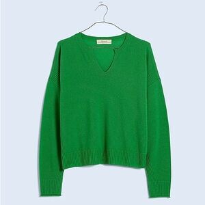 Madewell Cashmere V Neck Green Sweater